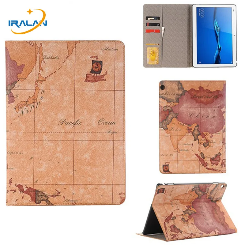 

World Map PU Leather Flip Stand Cover Case For Huawei MediaPad M3 Lite 10 BAH-W09 BAH-AL00 10.1 inch Tablet shell+Film+Stylus