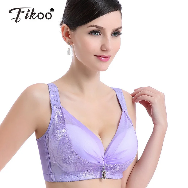 

Fikoo Women Sexy Wire Free Bra C D Cup Push up Comfort Intimates Brassiere Lingerie Big Size 44D 46D Underwear