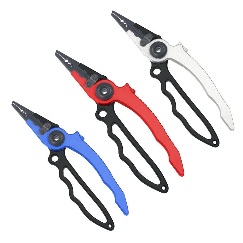 

Fishing Pliers Split Ring Cutters Fishing Holder Tackle with Sheath & Retractable Tether Combo Hooks Remover Aluminum Alloy
