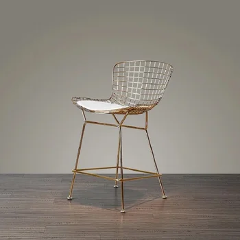 

Free shipping U-BEST high quality gold plated metal wire kitchen counter bar stools with cushion 25 inch
