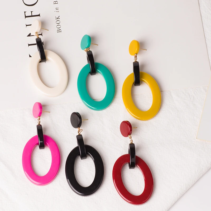 Classic Dangle Fashion Resin Earrings for Women Big Long Cricle Geometric Acrylic Drop Earring Girls Elegant Wedding Brincos (3)