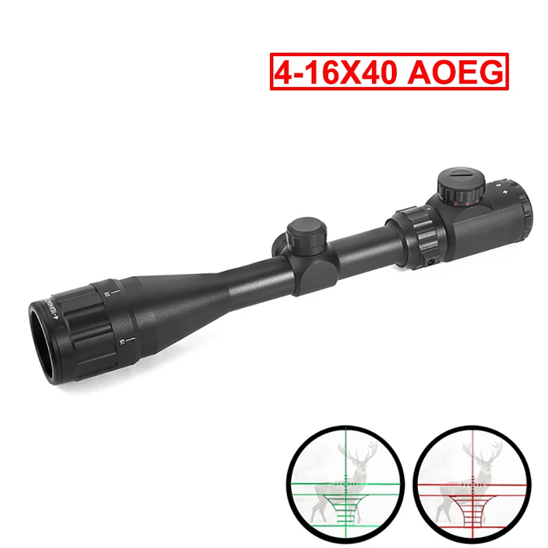 

Hunting Scope 4-16X40AOEG Green Red Dot Illuminated Sight Adjustable Tactical Rifle Riflescope Rail For Airsoft Air Guns