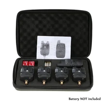 Lixada 4 светодиодный беспроводной рыболовный сигнализатор укуса+ 1 приемник в чехол-коробке электронный рыбий удар стержень наконечник светильник индикаторный звонок Прямая поставка