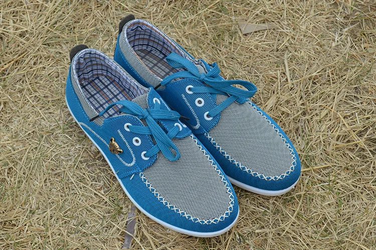 OUDINIAO Мужская Тканевая обувь летний спортивный костюм для игр с леопардовым узором, на шнуровке, Для мужчин повседневная обувь, парусиновые туфли дышащая мужская обувь на весну и кроссовки синего цвета