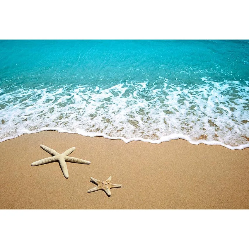 MME 10X7Ft Blue Sea Ocean Backdrop Beach Seaside Shell Pearl Starfish Family Video Studio Photo Props LXME812