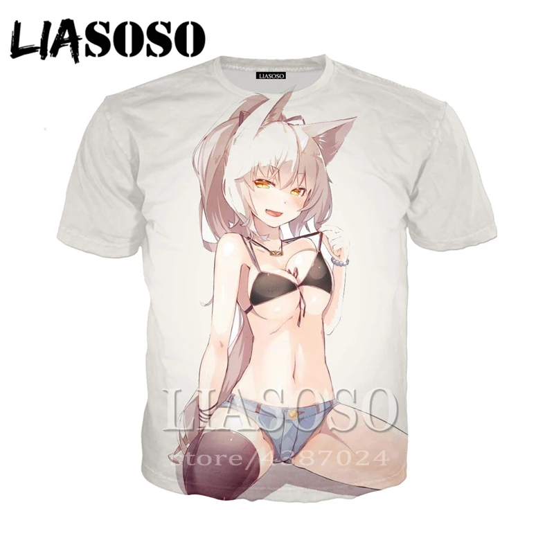 

LIASOSO T shirts Men's Women leisure 3D print casual cartoon t-shirt anime hoodies sexy cat girl t shirt/Hoodie/Sweatshirt D547