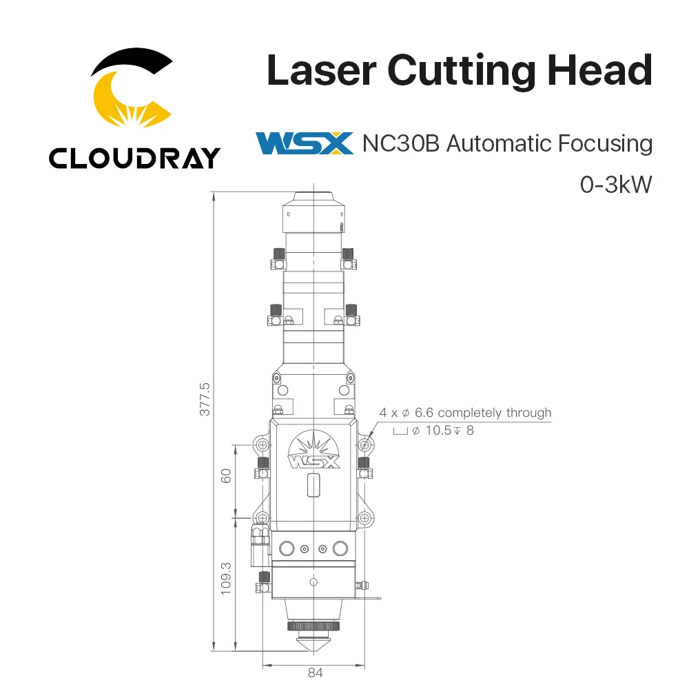 Cloudray WSX 0-3KW NC30B волоконная Лазерная режущая головка автоматическая фокусировка высокой мощности QBH 3000 Вт для резки металла