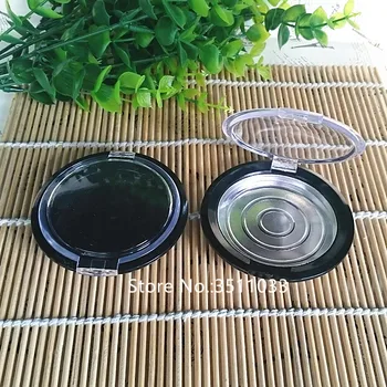 

50PCS Transparent Lid Black Round Blusher Packing Box Empty Eyeshadow Powder Compact Plastic Cosmetic Powder Compact With Plate
