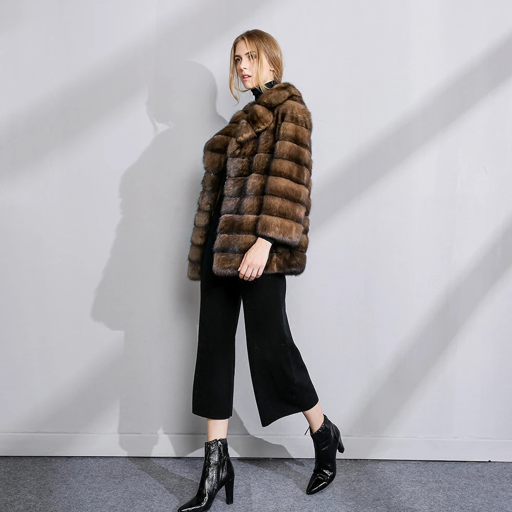 Роскошное меховое пальто для женщин высокого класса, высокое качество, зимняя меховая куртка из натурального меха, меховое пальто из русского соболя, элегантное модное меховое пальто NPI 71218D