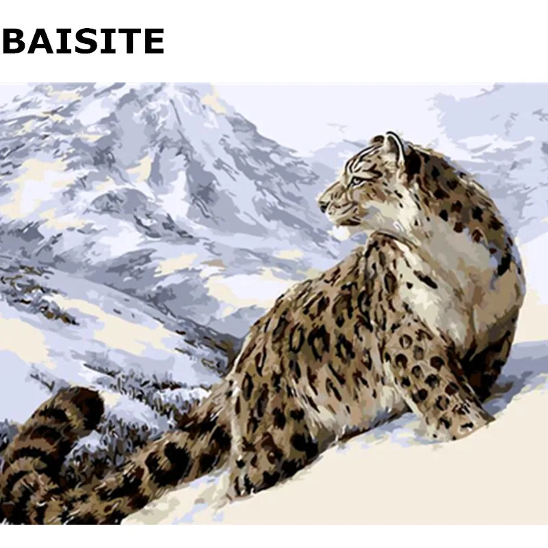 

BAISITE DIY Painting By Numbers Frameless Wall Art Leopard Hand Painted Oil Painting On Canvas Home Decor Unique Gift E517