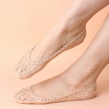 

2018 New Transparent Soft Low Invisible Socks Ped Short Lace Socks Women Summer Hollow Out Boat Socks Slippers Female