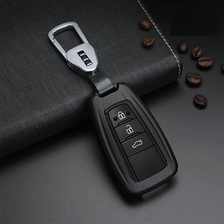 Автомобильный чехол для ключей из сплава Auminium, чехол для ключей для Toyota Camry Corolla C-HR CHR Prado, защита для ключей - Название цвета: Черный