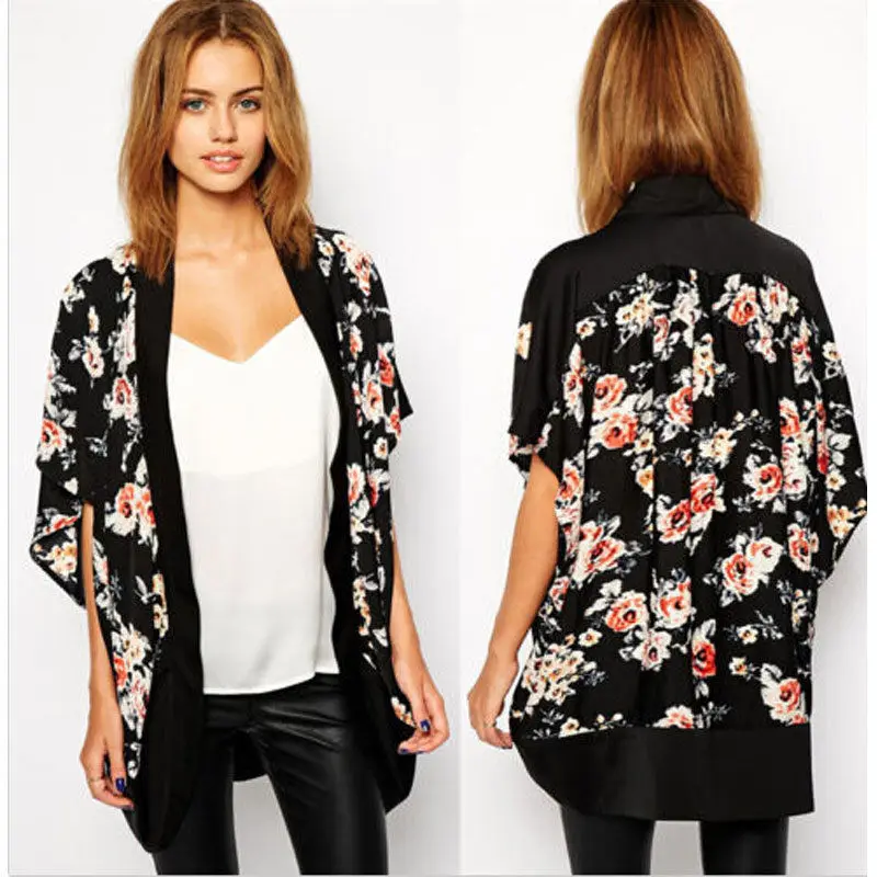 Plus Size Women Floral Loose Shawl 