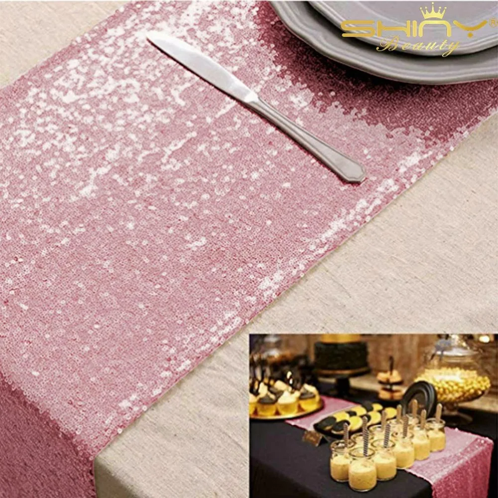 Shinybeauty розовое золото 14x108 скатерти с пайетками бегун 35x275 см скатерти с пайетками бегун, блесток бегун для дома Вечерние/Свадебные/гостиничные