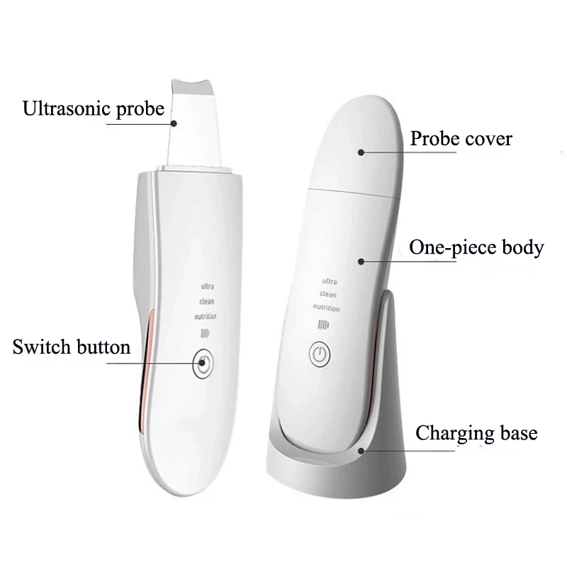 Wireless Charging Ultrasonic ION Deep Cleansing Nutrient Plus Skin Scrubber Face Lifting Tightening Beauty Machine