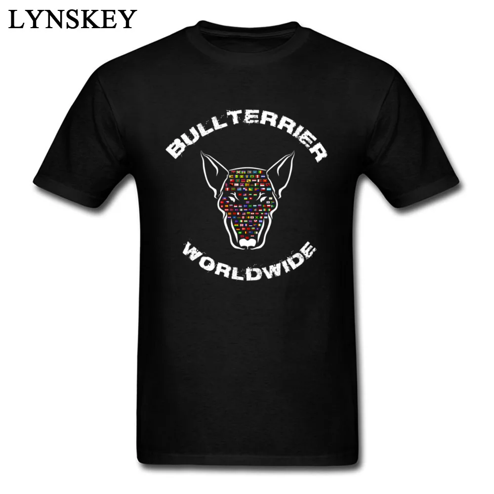 Design T-shirts Faddish Round Collar Bullterrier Worldwide Flags Cotton Student Tops Shirt Casual Short Sleeve Tee-Shirts Bullterrier Worldwide Flags black