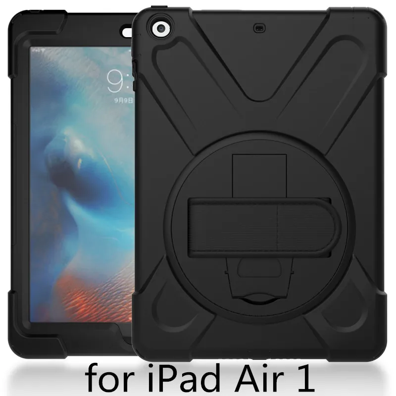 Чехол для Apple iPad Air 1 2013 release A1474 A1475 A1476 shell, ZAIWJ Safe Kids Armor на Мягкий противоударный силиконовый+ жесткий чехол - Цвет: black hai dao 5