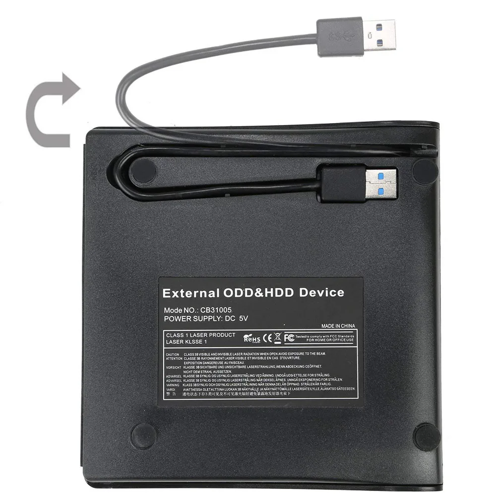 USB 3.0 External DVD Drive Ultra-Slim CD/DVD-RW DVD/CD Rom Rewriter Burner Writer High Speed Data Transfer for Laptop Desktops