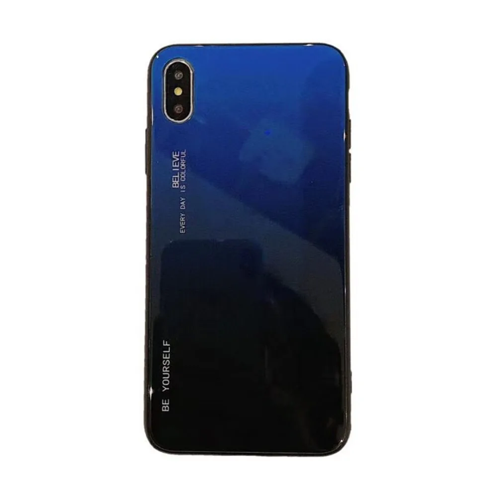 HUANQING Fashion Gradient Glass Tempered Glass Phone Case For iphone XR XS MAX X 8 7 6 6S Plus  Colorful Mobile Phone Cover Luxury Shell08