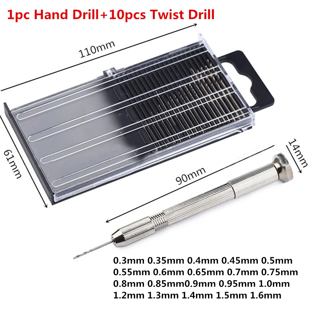 

1PC High Quality Mini Micro Copper Hand Drill +20pc Twist Drill Bit Woodworking Tools Carving Manual Drilling Hole