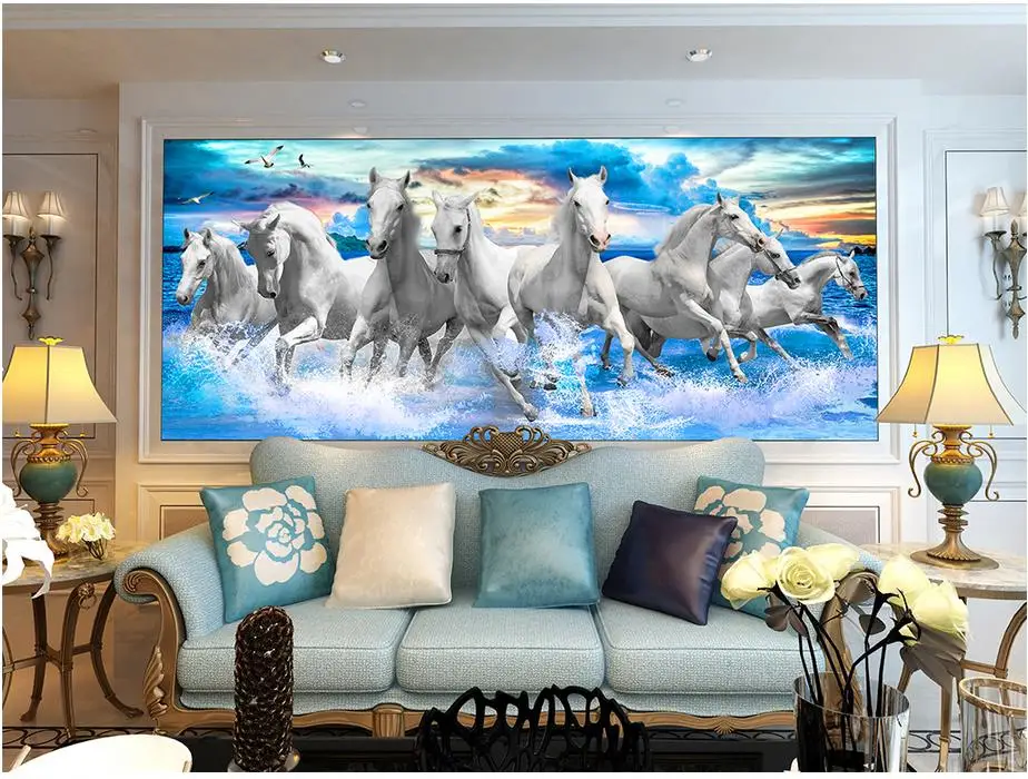 3d Customized Wallpaper Home Decoration Horse 3d Sea Wave Landscape  Painting Room Modern Wallpaper - Wallpapers - AliExpress