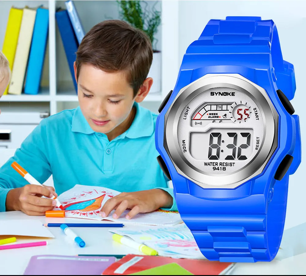 Детские наручные часы для мальчиков, спортивные часы со светодиодный цифровой датой, водостойкие часы, спортивные часы для мальчиков, relogio