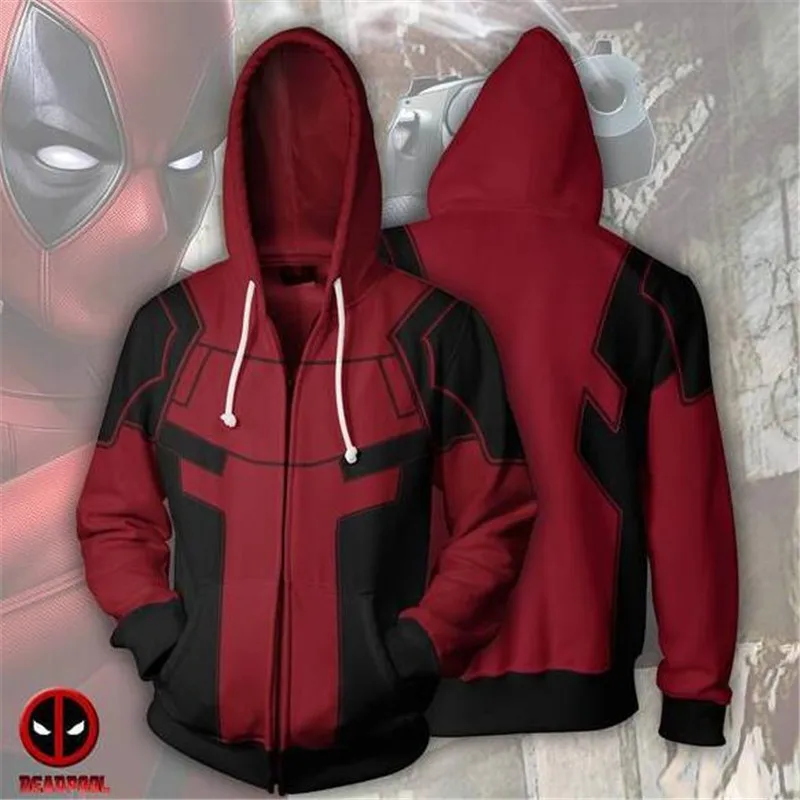 2019Marvel Comics Deadpool zipper men and women hoodie Cosplay sweater anime costume 3D digital printing brand