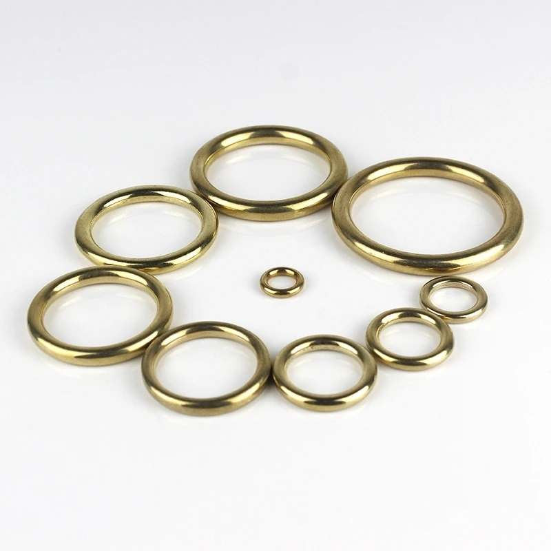 Handbag Hardware Accessories Belt Buckle Solid Brass Cast O-Ring Seamless Round Buckle for Webbing Leather Craft bag strap belt pet collar