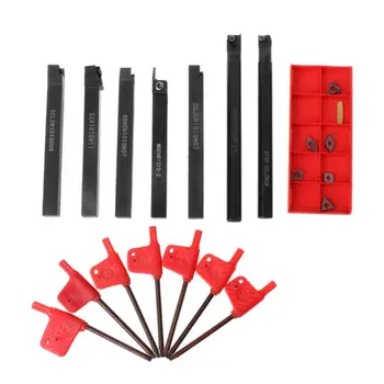 

7PCS 10MM Lathe Turning Tools Holder Boring Bar with Carbide Steel Inserts and T8 Wrenches