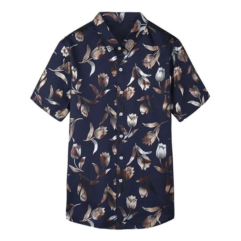 Летняя Новинка Мужская рубашка с цветочным принтом модная повседневная гавайская рубашка мужская Тонкая рубашка с цветочным принтом размера плюс 5XL 6XL 7XL брендовая одежда
