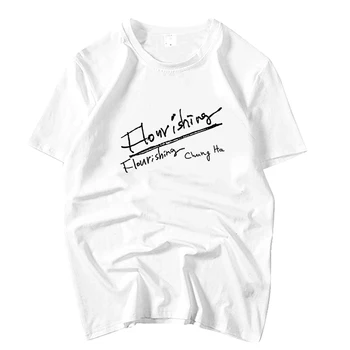 

Kpop chungha flourishing album same printing o neck short sleeve t shirt unisex summer style k-pop loose t-shirt 5 colors