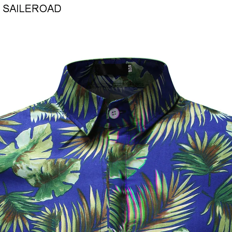 SAILEROAD Camisa Flores Hombre Мужская рубашка рубашки Гавайская Мужская рубашка с цветочным принтом облегающие топы с принтом Camisa Preta