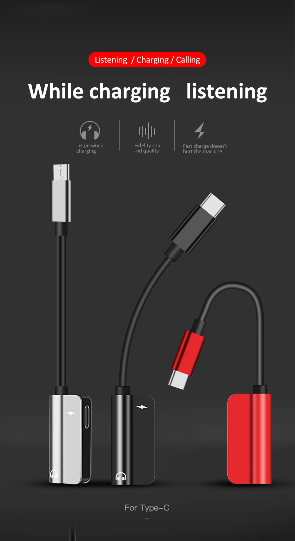 !ACCEZZ 2 in 1 USB Type C Fast Charger 3.5mm Adapter For Xiaomi Mi 6 Huawei Mate 10 Pro Jack Headphone Audio&Charging Splitter (1)