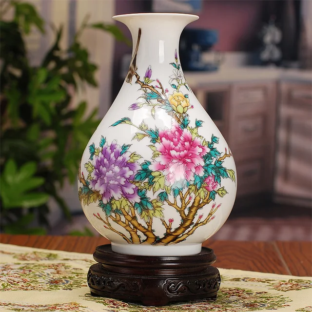 Antique chinese porcelain vase Classical Home Decor Handmade White and