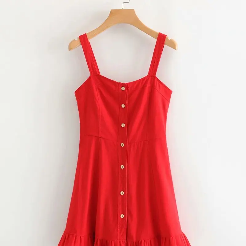 

Fashion Women HY45-8660 European and American Fashion Lotus Leaf Edge Dress