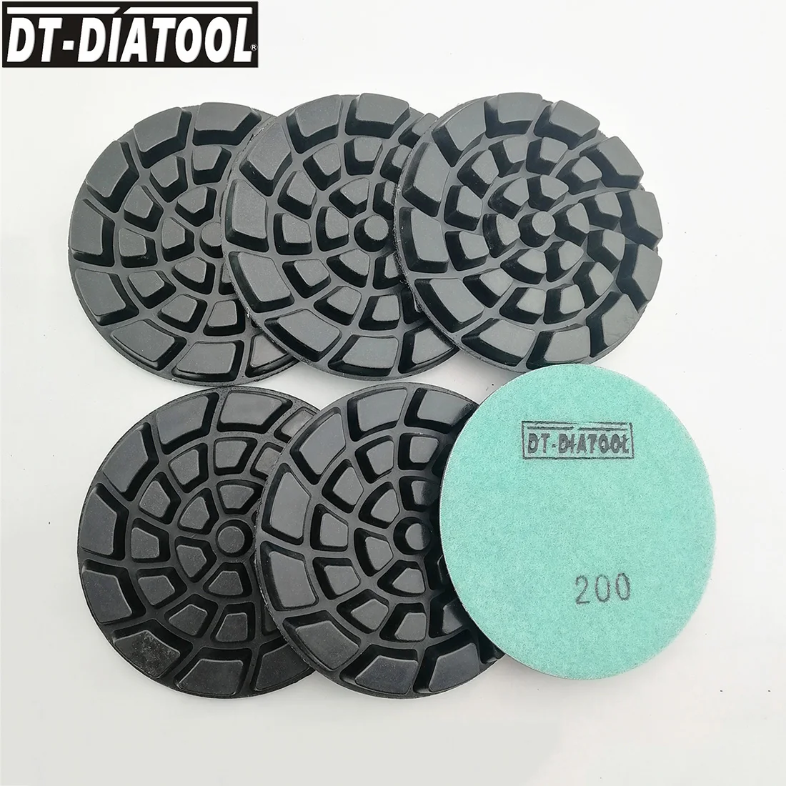 Dtdiatool 6units Dia 4inch Diamond Concrete Polishing Pads Spiral