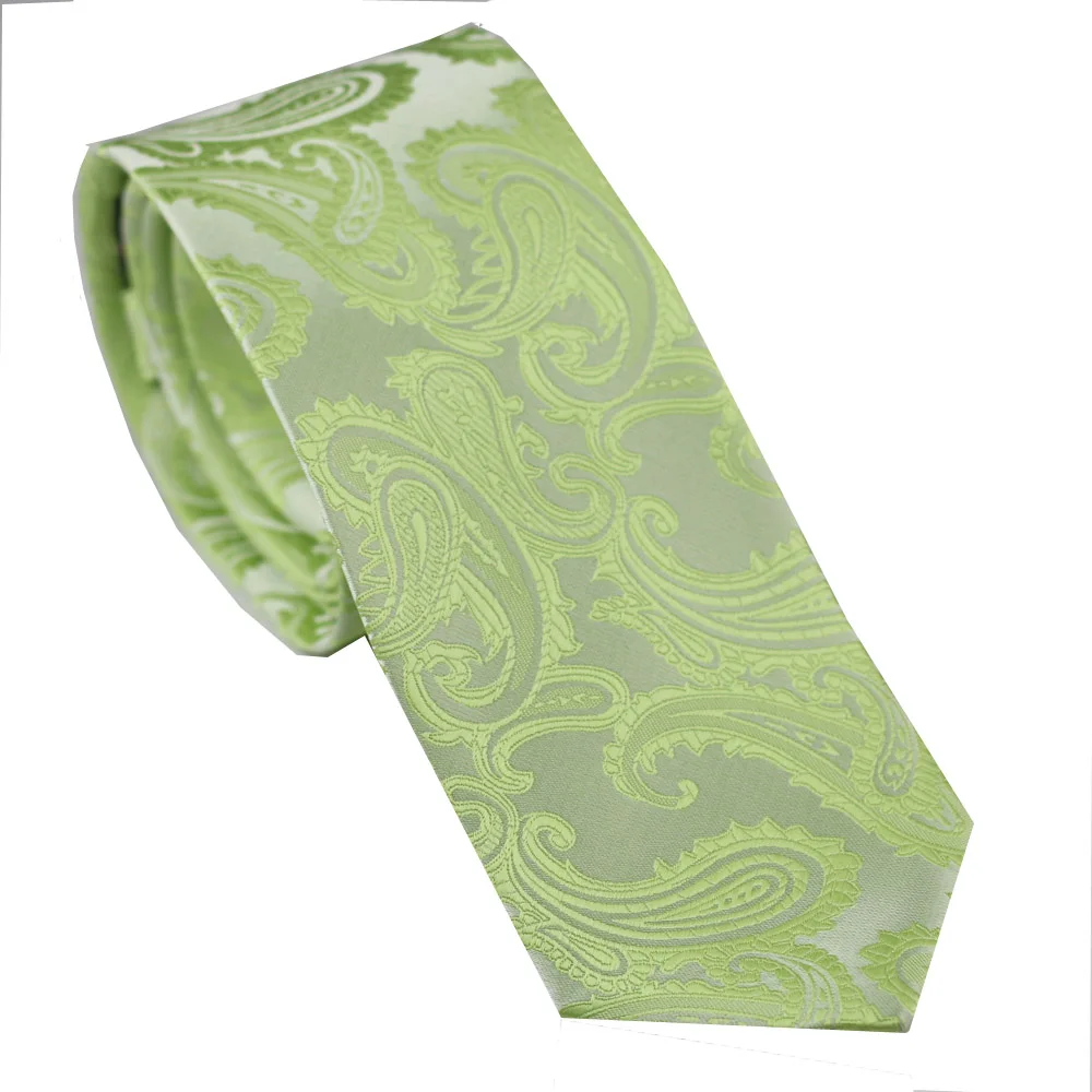 LAMMULIN NOVELTY Men's ties Silver With Grass green Paisley Jacquard