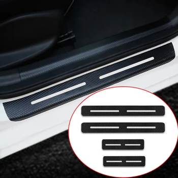 

4PCs Door Threshold Guard For Honda Civic Car Door Sill Scuff Plate Protector 4D Carbon Fiber Vinyl Sticker Car Accessories