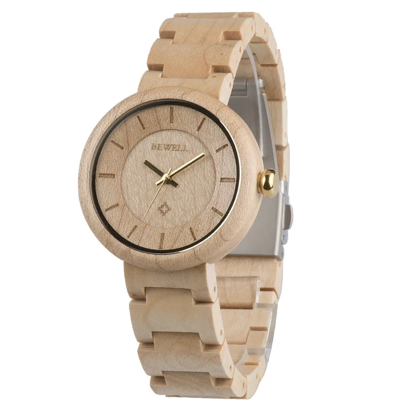 Bewell, деревянные часы, деревянные женские часы, деревянные часы, Прямая поставка, дешевая цена, новая модель часов 155A - Цвет: Небесно-голубой