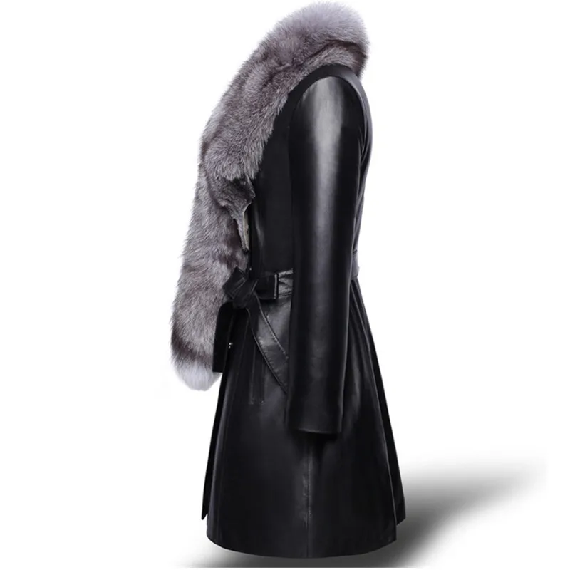 YAGENZ женская кожаная куртка большого размера, Высококачественная куртка из искусственной кожи, зимнее меховое пальто, пальто с воротником из лисьего меха, гарантия качества 602