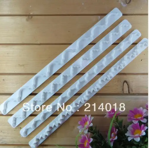 

Sugarcraft Drop Shipping Kitchen Accessories 4Pcs/Set Cake Decorating Tools Silicone Wave Edge Cutter Fondant Embossed Mold