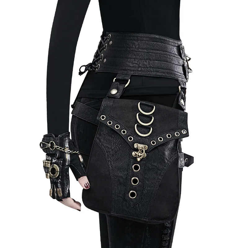 Vintage Steampunk leather Steam Punk Retro Rock Gothic Retro Cosplay Battlegrounds Waist Bags Packs Victorian Women Men leg bag