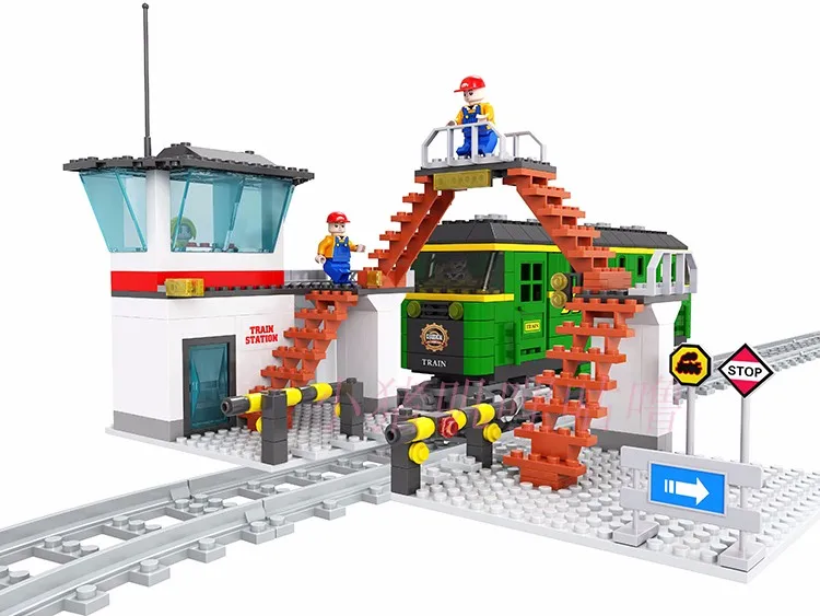 

Ausini 25810 517Pcs City Series Transportation Train StationStation Tracks Set Kits Maersk Building Blocks Compatible with Legoe