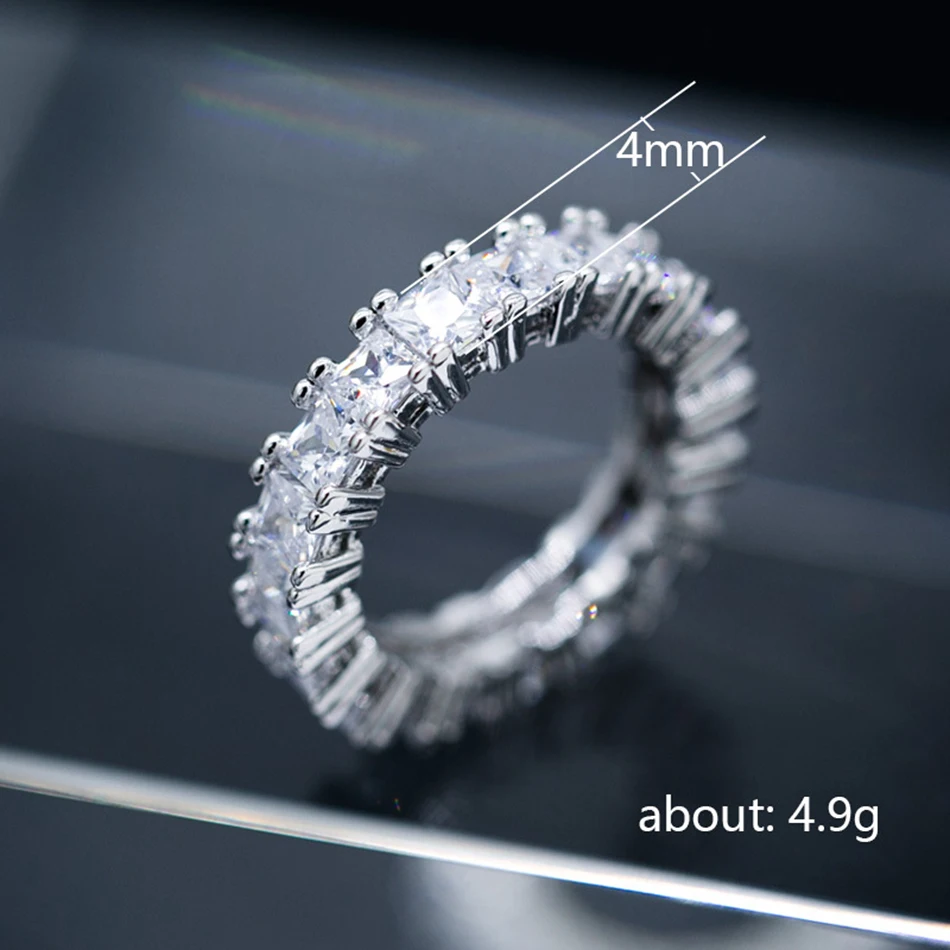 Effie queen Row, вечное ювелирное изделие с кристаллами, обручальное кольцо, прозрачное модное кольцо вечности для женщин, квадратное круглое циркониевое ювелирное изделие DLR16