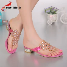 Fashion Crystal Wedge Sandals High Heeled Summer Shoes font b Women b font 2016 New Genuine