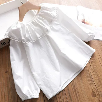 

2 3 4 5 6 Y Toddler Girls Blouses Fashion Casual Korean White Shirts for Girls Kids Clothing Baby Girl Long Sleeve Shirt Autumn