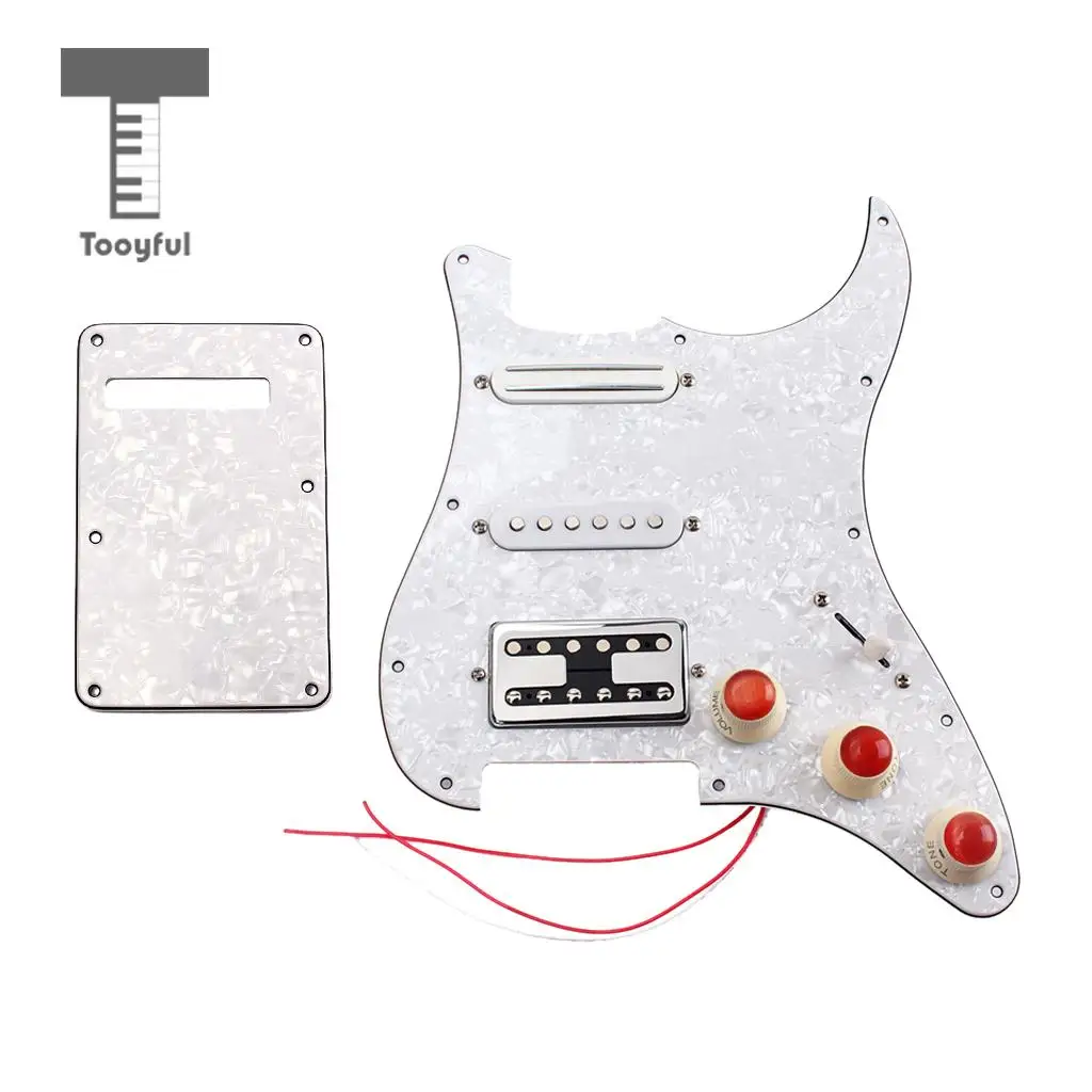 Tooyful 3ply Loaded Prewired Pickguard SSH Pickup with Back Plate for ST Electric Guitar Parts
