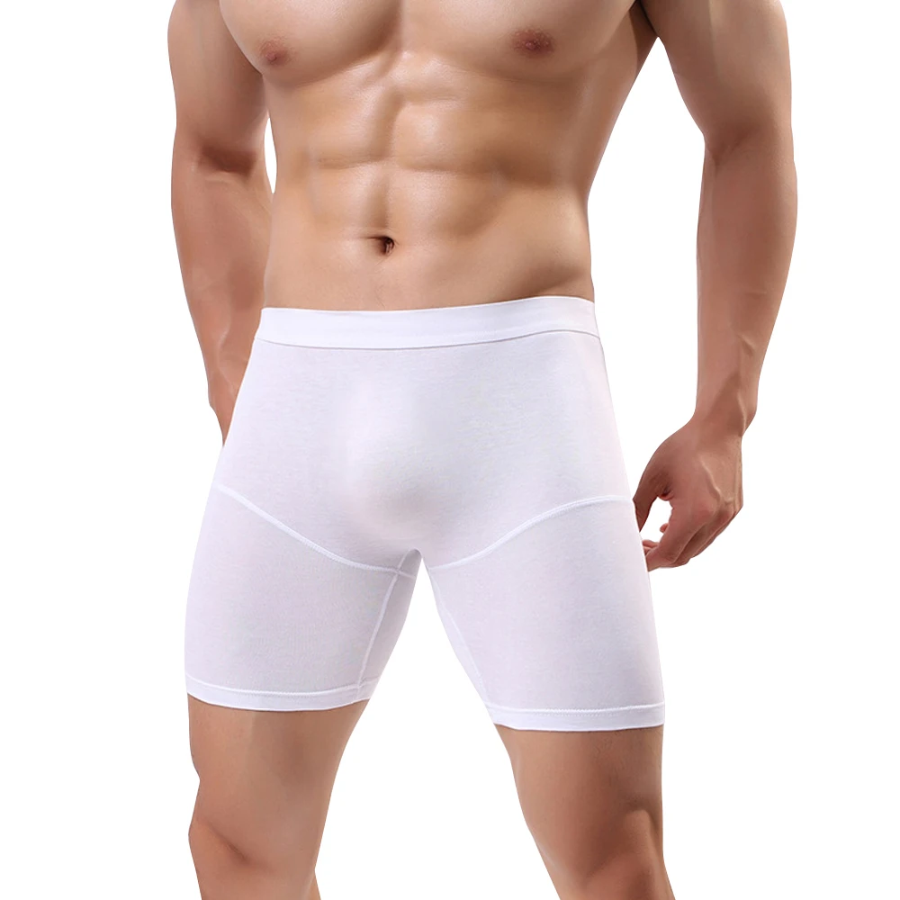 

Helisopus Men's Cotton Breathable Underwear Boxers New Solid Color Black White Gray Sexy Slim Soft Elastic Boxer