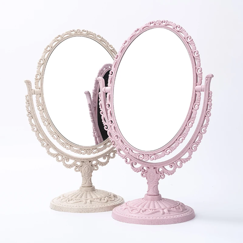 Европейское Ретро настольное зеркало для макияжа, домашнее спальное двухстороннее круглое косметическое зеркало, портативное складное зеркало mx01221926
