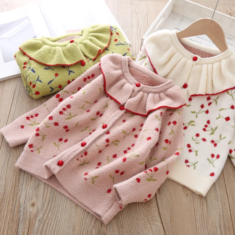 

Girls' Autumn and Winter Sweaters Knitted Babies' Cardigan